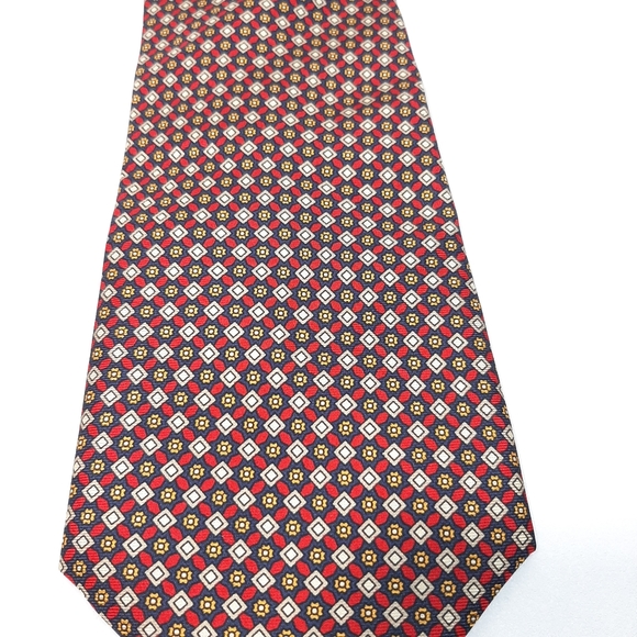 Christian Dior Paris 100% Silk Tie Made in France Geometric Floral Design - Picture 4 of 9